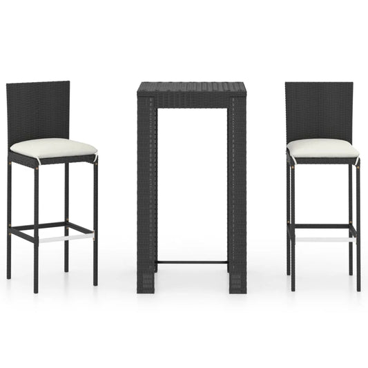 vidaXL Patio Bar Set Outdoor Bistro Set Bar Stool Bistro Table Poly Rattan