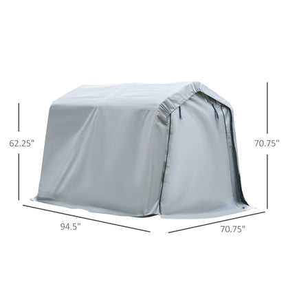 Outsunny 6' x 8' Carport Portable Garage, Heavy Duty Storage Tent, Patio Storage Shelter w/Anti-UV PE Cover and Double Zipper Doors, for Motorcycle Bike Garden Tools, Light Gray