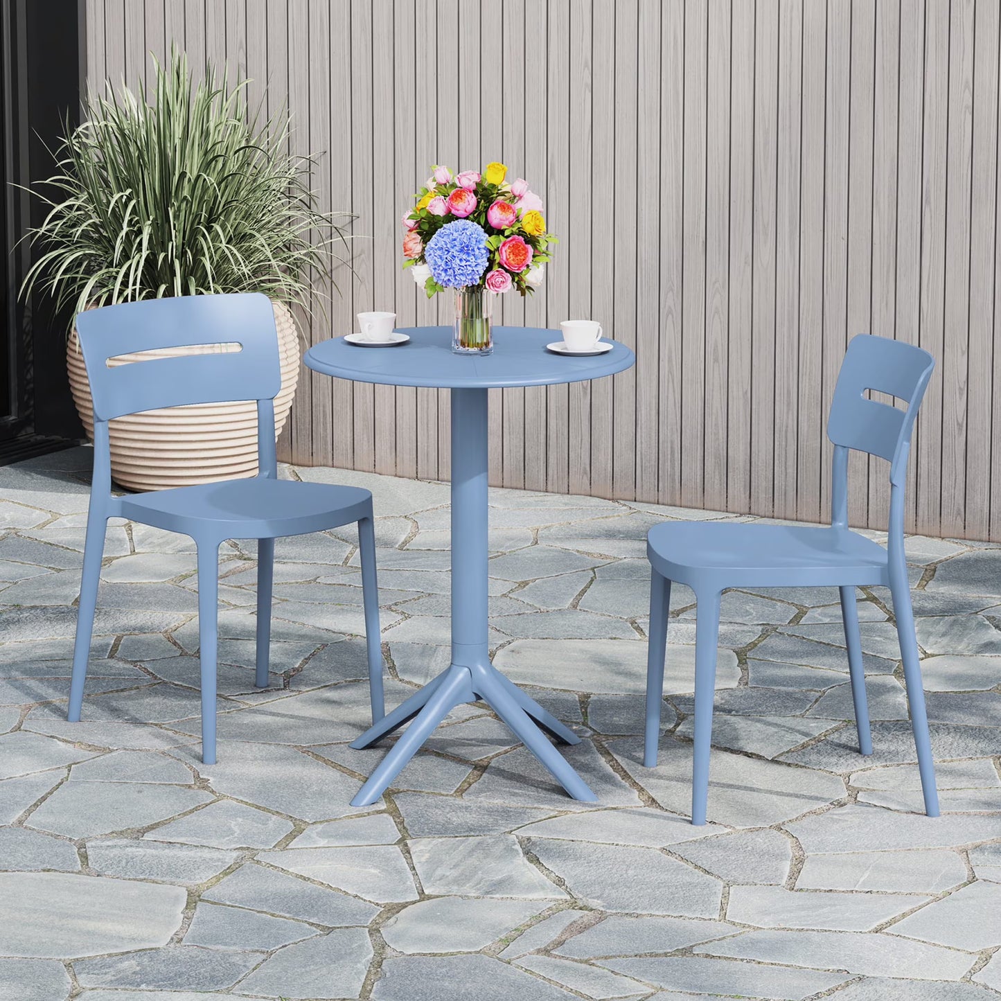 WestinTrends Playa 3-Piece Outdoor Resin Patio Bistro Set with Stackable Patio Dining Chairs, Black