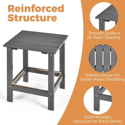 Costway Patio 15" End Side Coffee Table Square Wooden Slat Garden Deck Gray