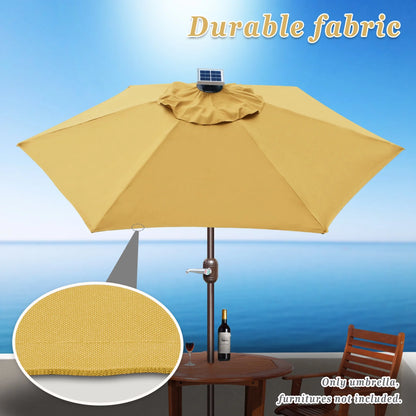 Sunny6.5ft Outdoor Patio Umbrella LED Lighted Tilt Aluminum Garden Market Balcony Sunshade