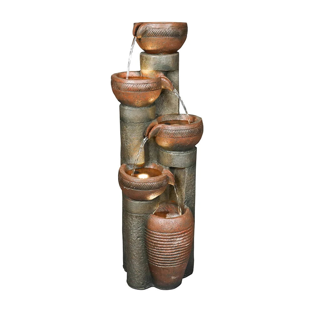 39.7’’H 5-Tier Relaxing Outdoor Indoor Garden Water Fountain Decor - for Contemporary Design for Garden, Patio, Deck, Porch, Backyard and Home Art Decor