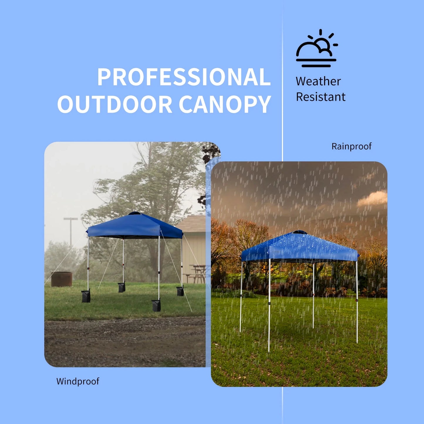 Patiojoy 6.6 x 6.6 Pop-up Canopy Tent Outdoor Camping Sun Shelter w/Portable Roller Bag & 4 Weight Bags Blue