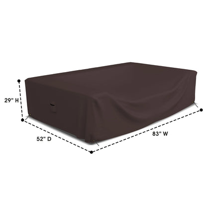 Covers & all Sectional Sofa Cover, Heavy duty 18 Oz Waterproof UV & Weather resistant, Outdoor Patio Couch Furniture Protector with Air Pockets & Drawstrings (83"L x 52"W x 29"H, Coffee)