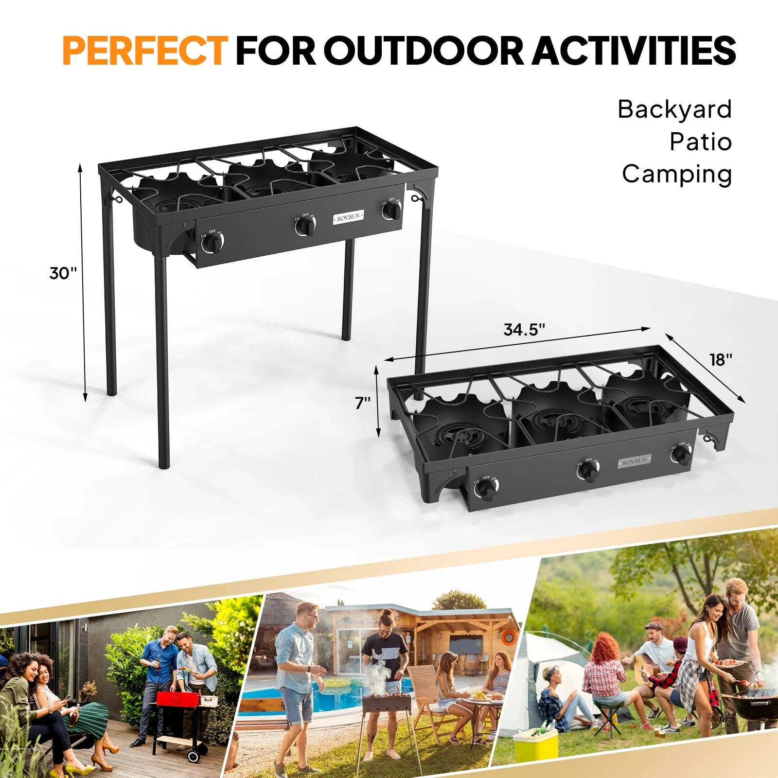 VINGLI 3 Burner High Pressure Outdoor Camping Burner, 225,000 BTU Propane Gas Stove with CSA Listed Regulator, Picnic Cooker Perfect for Home Brewing Maple Syrup Patio Turkey Frying Canning