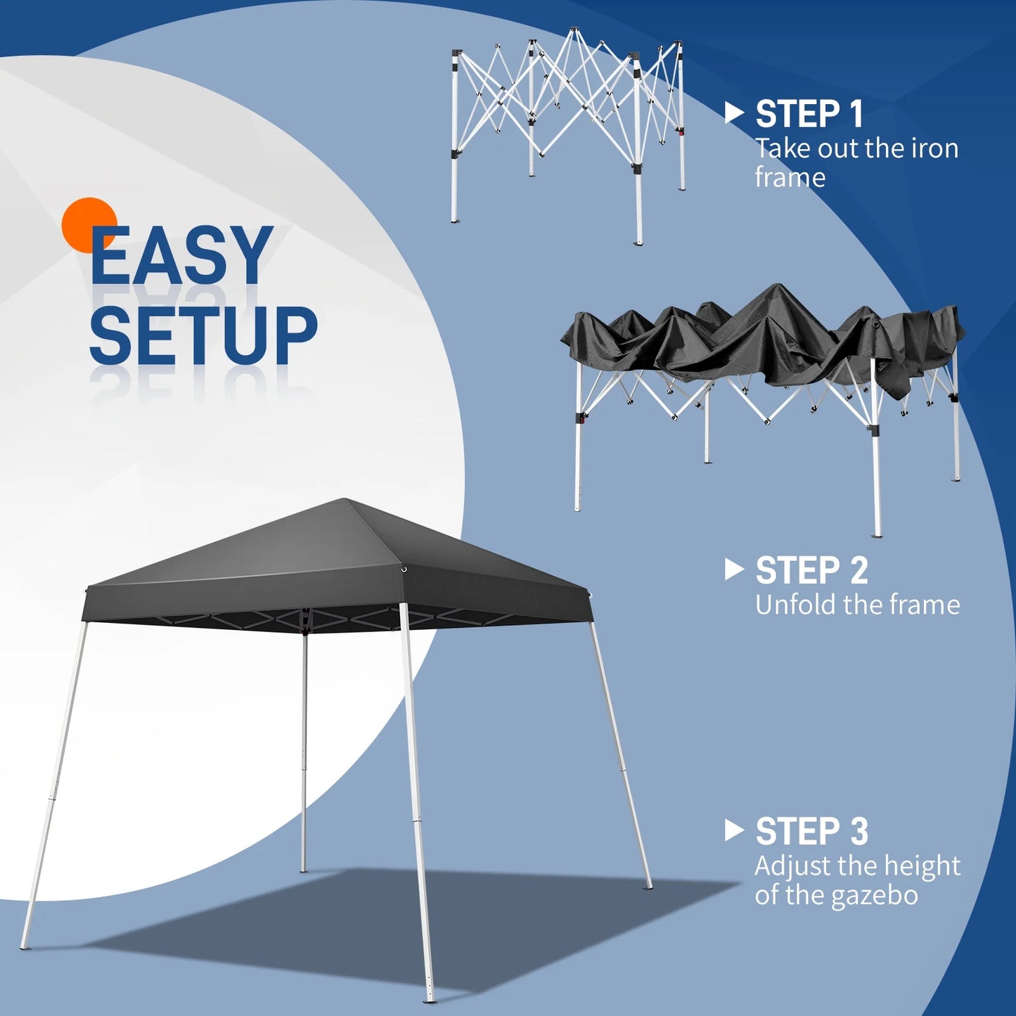 Hassch 6x6 ft Canopy Tent, Outdoor Tent Canopy Foldable Portable Canopies for Camping, Patio, Easy Up Gazebo Canopy with Carry Bag Slant Legs, Dark Gray