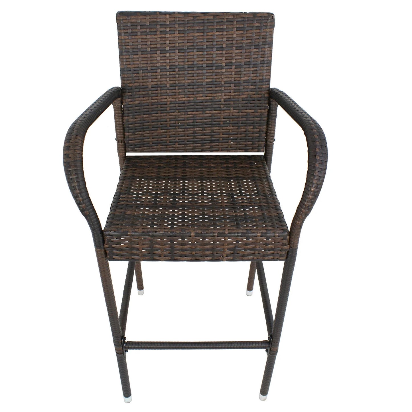 ZENSTYLE Wicker Bar Stool Rattan Chair Furniture Chair Outdoor Backyard Set of 2 Patio - Brown