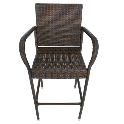 ZENSTYLE Wicker Bar Stool Rattan Chair Furniture Chair Outdoor Backyard Set of 2 Patio - Brown