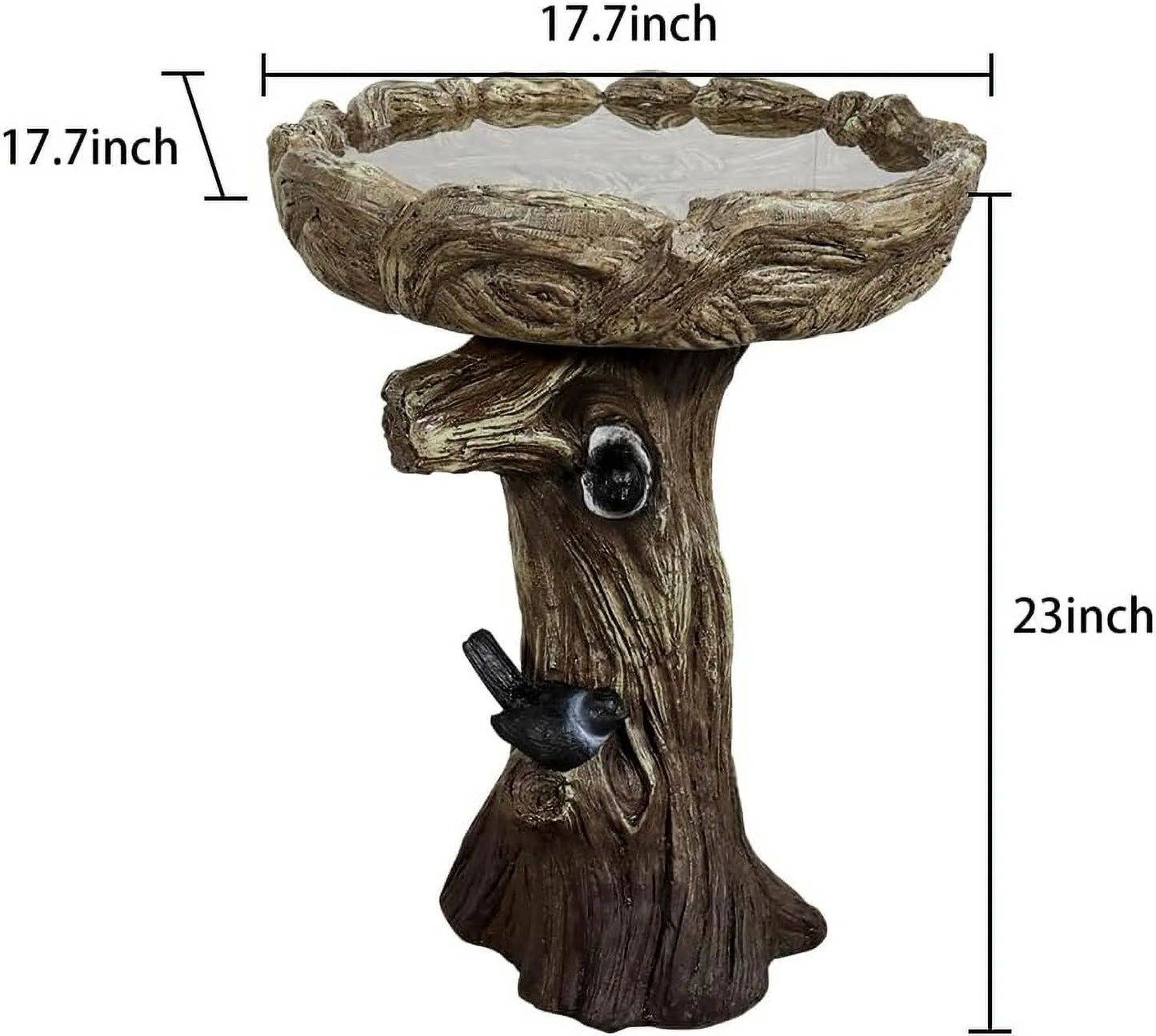 24.4" H Cement Bird Bath for Garden- Fibre Reinforced Concrete Bird Baths for Outdoors, Large Size Vintage Carved Pedestal Birdbath for Patio, Yard, Lawn -20 in. Dia. X 24.4 in. H Bird Fountain