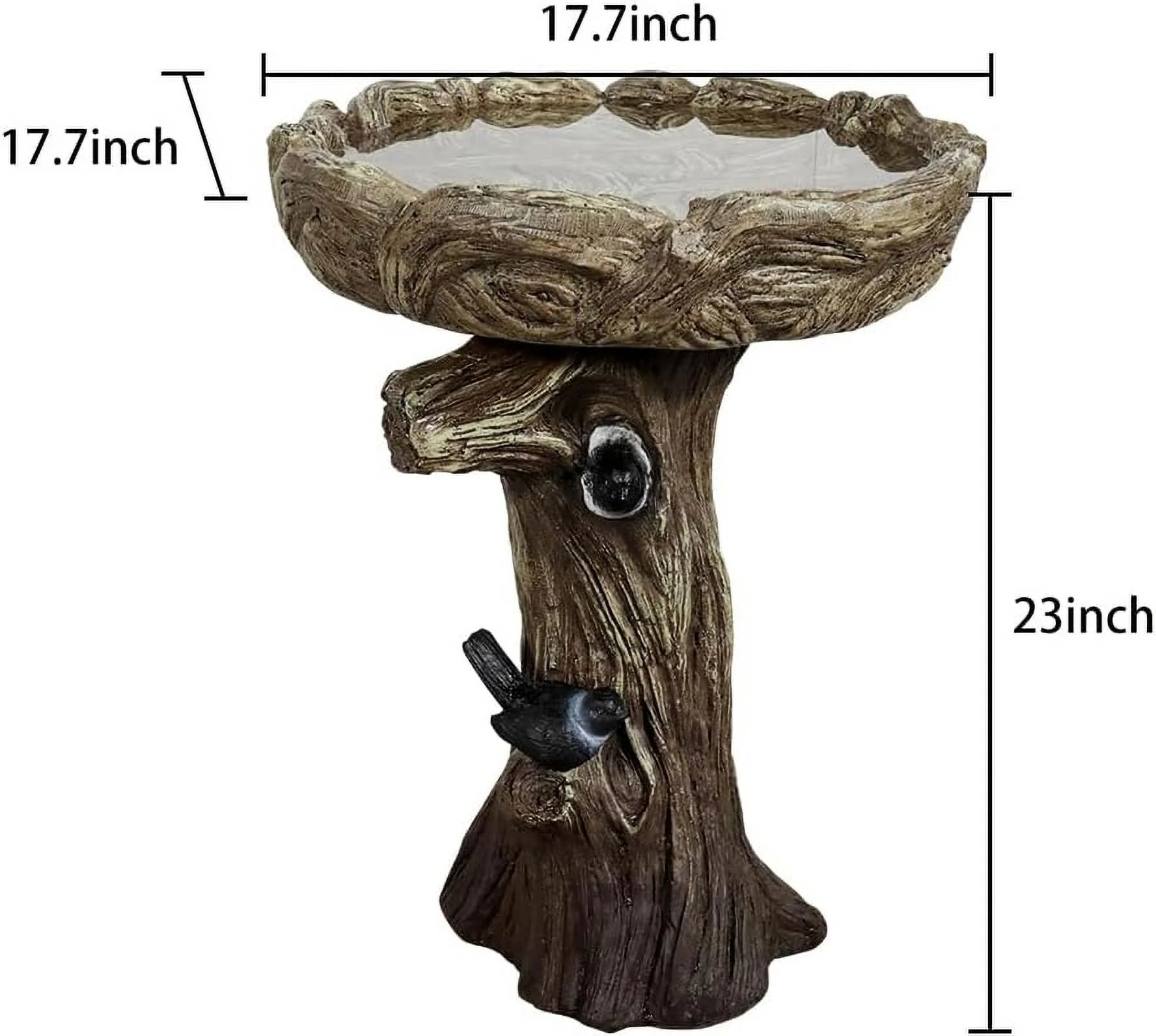 24.4" H Cement Bird Bath for Garden- Fibre Reinforced Concrete Bird Baths for Outdoors, Large Size Vintage Carved Pedestal Birdbath for Patio, Yard, Lawn -20 in. Dia. X 24.4 in. H Bird Fountain