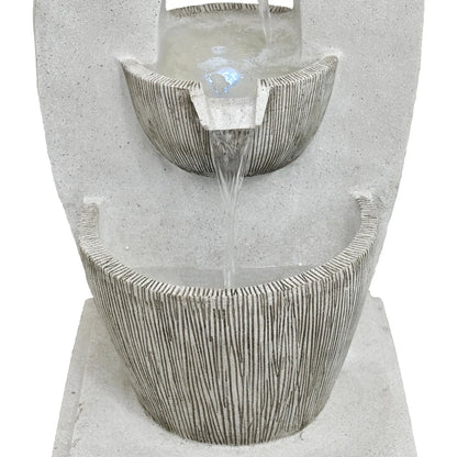 Hanover 32.5-In. Contemporary Basin Indoor or Outdoor Garden Fountain with LED Lights for Patio, Deck, Porch, HAN033FNTN-01