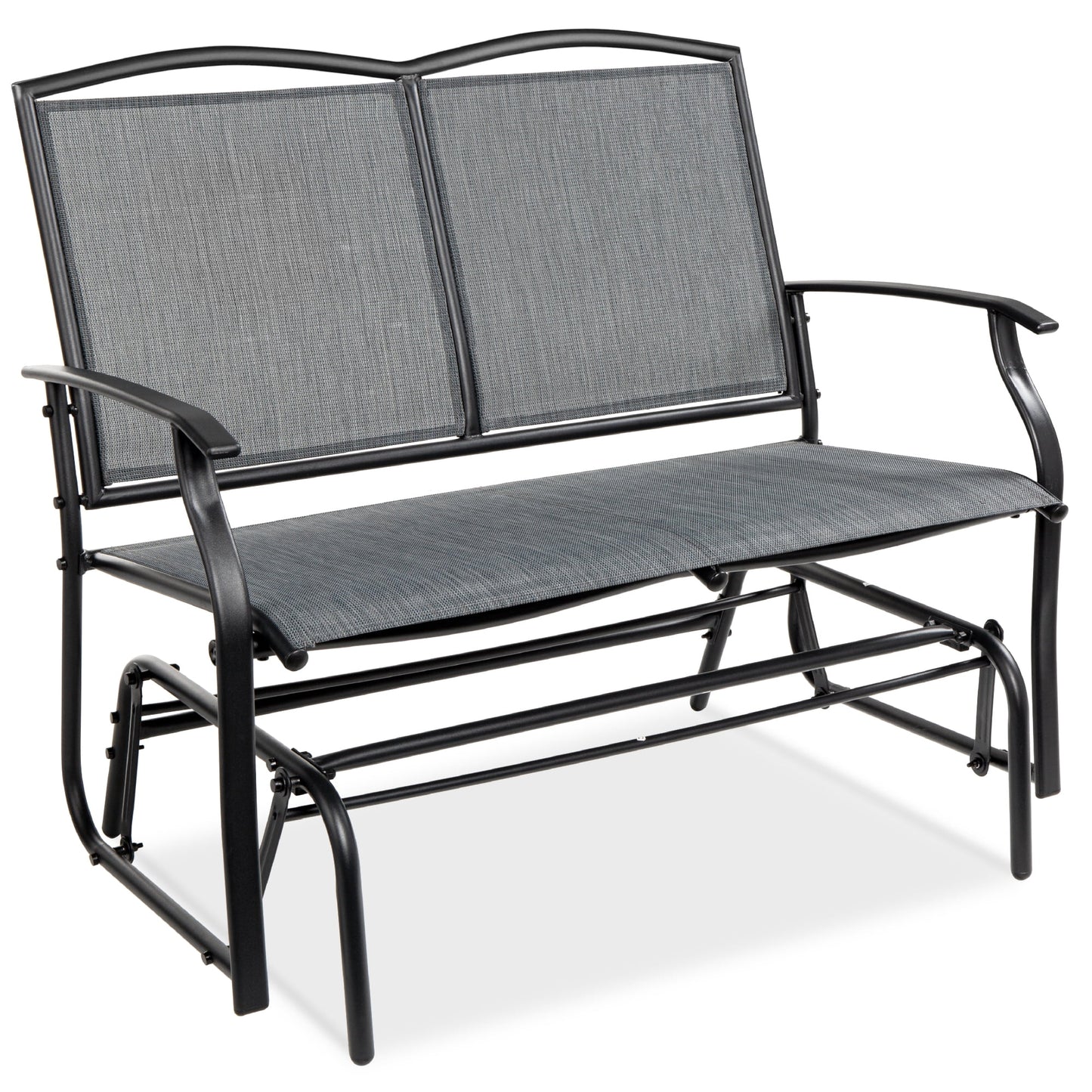 Best Choice Products 2-Person Outdoor Swing Glider, Steel Patio Loveseat, Bench Rocker w/Armrests - Gray