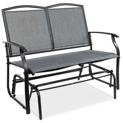 Best Choice Products 2-Person Outdoor Swing Glider, Steel Patio Loveseat, Bench Rocker w/Armrests - Gray