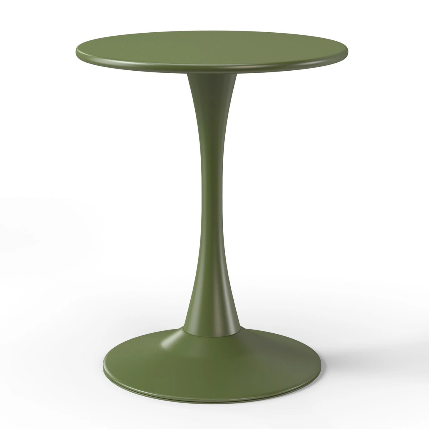 WestinTrends Playa 3-Piece Outdoor Round Metal Dining Table Set And Stackable Resin Patio Dining Side Chairs, Olive Green