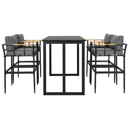 Harper & Bright Designs Iron Outdoor Counter Height Dining Set for 4, 5 Pieces All-Weather Patio Dining Furniture Set with Table and 4 Chairs for Pub Backyard Balcony Garden, Gray