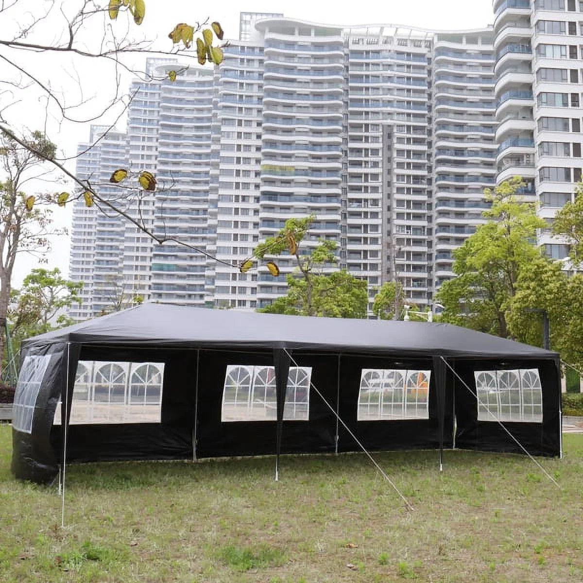 10'x30' Outdoor Party Tent with 8 Removable Sidewalls Waterproof Canopy Patio Wedding Gazebo, Black