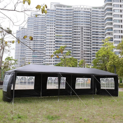 10'x30' Outdoor Party Tent with 8 Removable Sidewalls Waterproof Canopy Patio Wedding Gazebo, Black