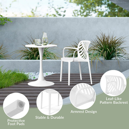 WestinTrends Playa Outdoor Modern Stackable Patio Dining Armchairs (Set of 2), White