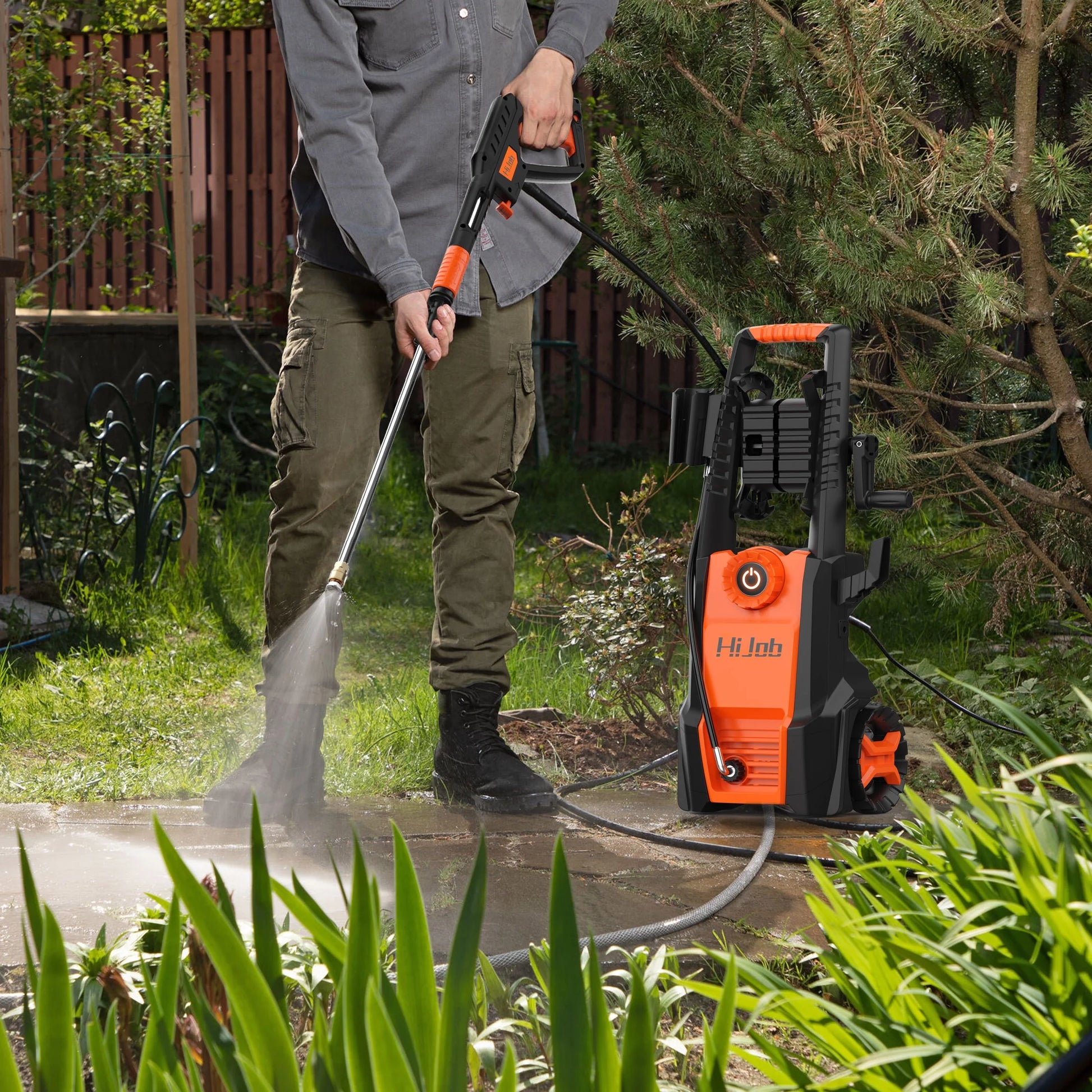 HIJOB Electric 4000 PSI High Power Water Washers Machine w/20 ft Hose, 4 Nozzles, Max. 2.6 GPM for Patios/Cars/Fences/Driveways