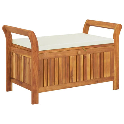 vidaXL Patio Collection Solid Acacia Wood Outdoor Storage Bench with Cushion - Loveseat