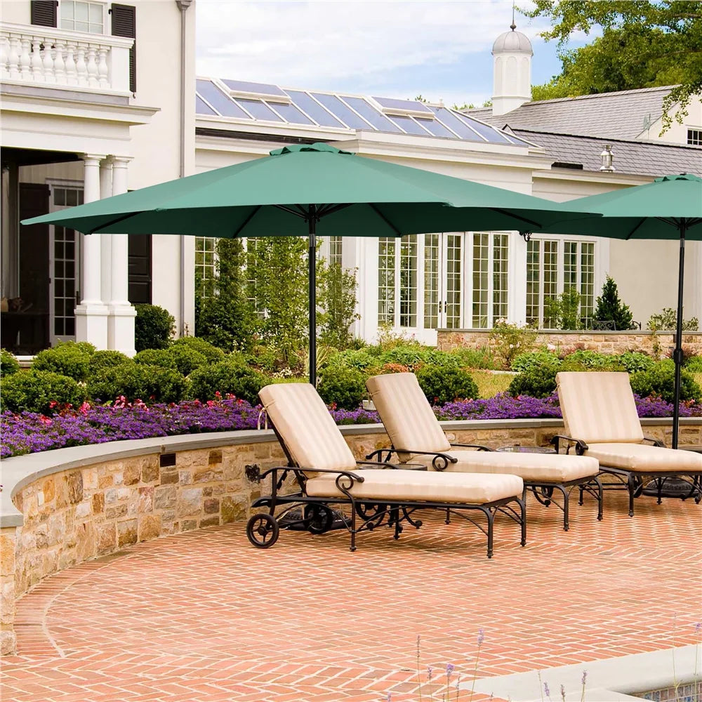 Yaheetech 11FT Patio Umbrella 8 Ribs Market Umbrella + 30lbs 18'' Round Patio Base Stand for Outdoor, Red