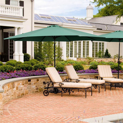 Yaheetech 11FT Patio Umbrella 8 Ribs Market Umbrella + 30lbs 18'' Round Patio Base Stand for Outdoor, Red
