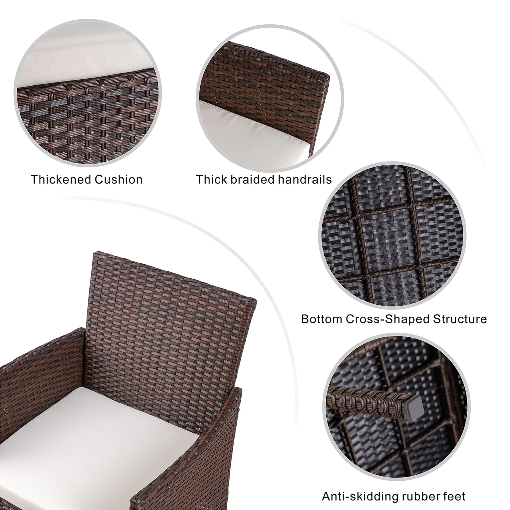 Walsunny 4 Pieces Outdoor Patio Furniture Brown Sets Rattan Chair Wicker Set