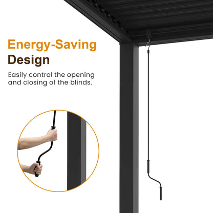 Heynemo 12'x20' Adjustable Louvered Pergola, Heavy-Duty Aluminum Outdoor Pergola, Adjustable Metal Hardtop Roof Pergola for Patio, Deck, Garden, Yard, Black