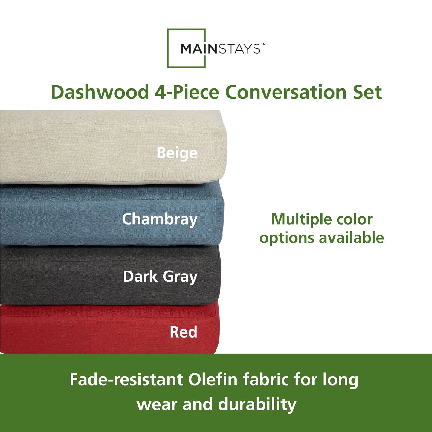 Mainstays Dashwood 4-Piece Outdoor Patio Conversation Set, Seats 4, Gray