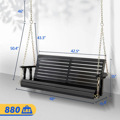 Zimtown Patio Wooden Porch Swing Swing Chair Bench Heavy Duty 880lbs with Hanging Chains for Outdoors,4 FT, Black