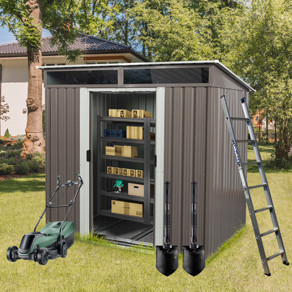 AENKYO Outdoor storage sheds 6FTx5FT Pent roof with Double Lockable Doors for Backyard Patio Lawn - Black