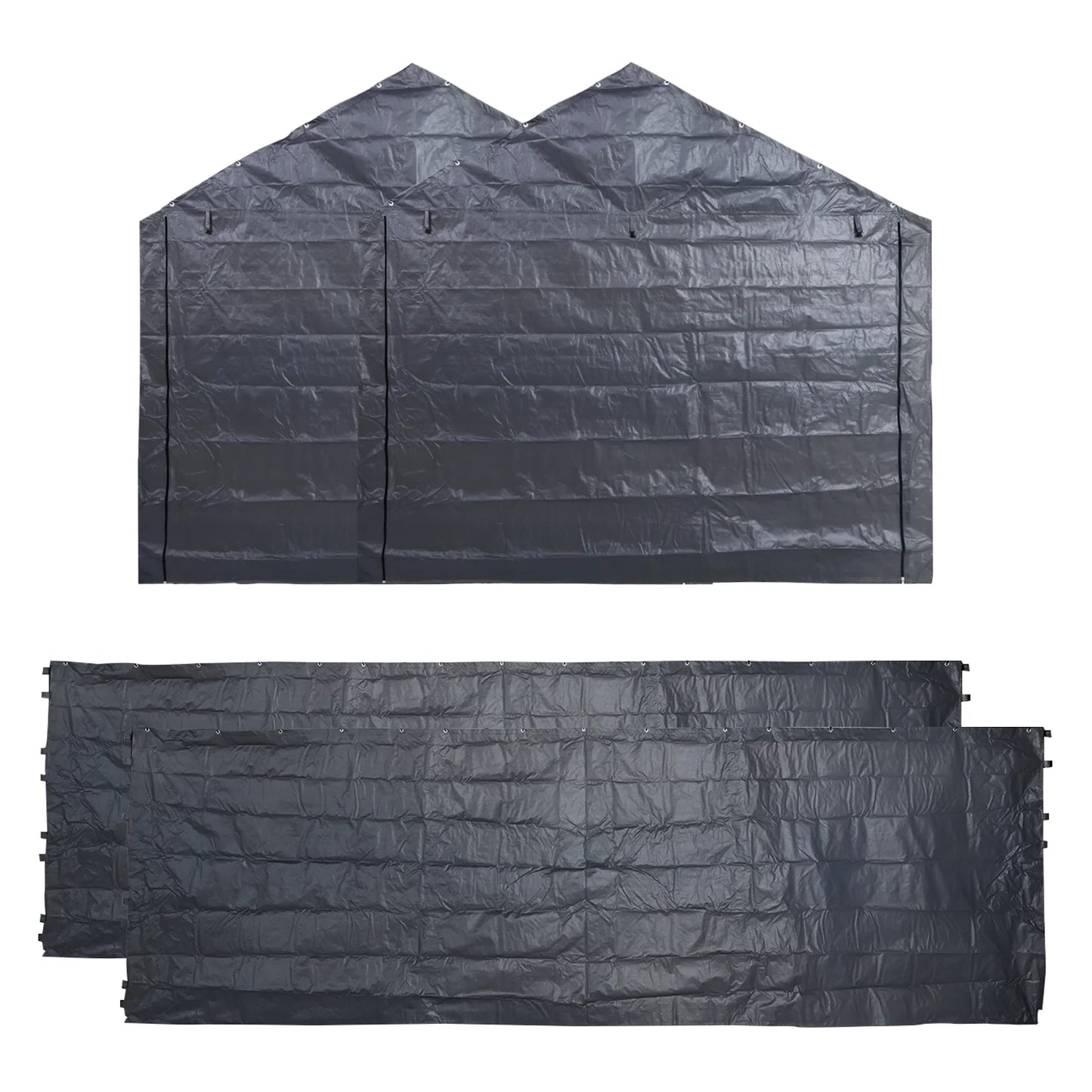 Abba Patio 10x20 ft Weather Carport Sidewall Tarp Replacement, Dark Grey- Top& Frame Not Included