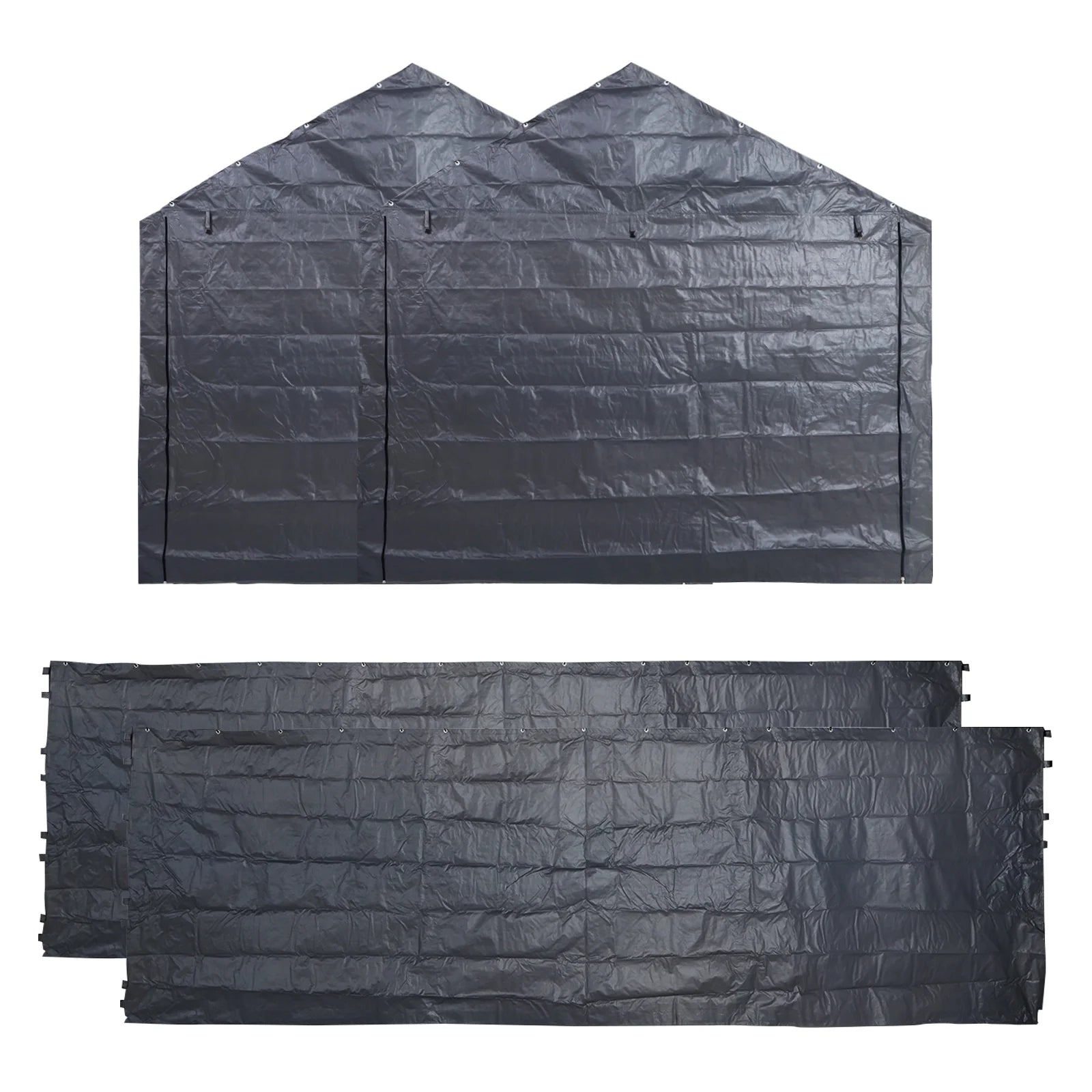 Abba Patio 10x20 ft Weather Carport Sidewall Tarp Replacement, Dark Grey- Top& Frame Not Included