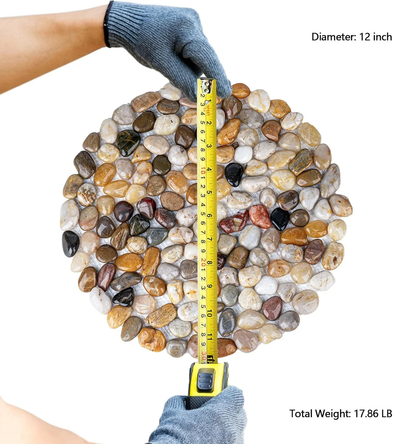 River Rocks Stepping Stones Pavers Outdoor for Garden Walkway, Pebbles Polished Gravel for Yard Lawn Patio Pathway Landscaping, 6PACK (Roundness)