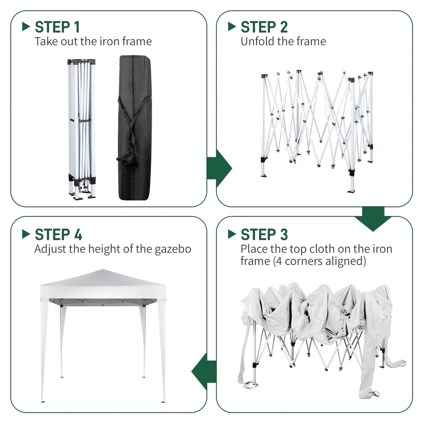 Outdoor Canopy Tent Pop Up with 4 Sidewalls 6.5x6.5 ft, Patio Portable Canopies Shelter Heavy Duty Straight Legs with Roller Bag, 8 Stakes, 4 Ropes, White