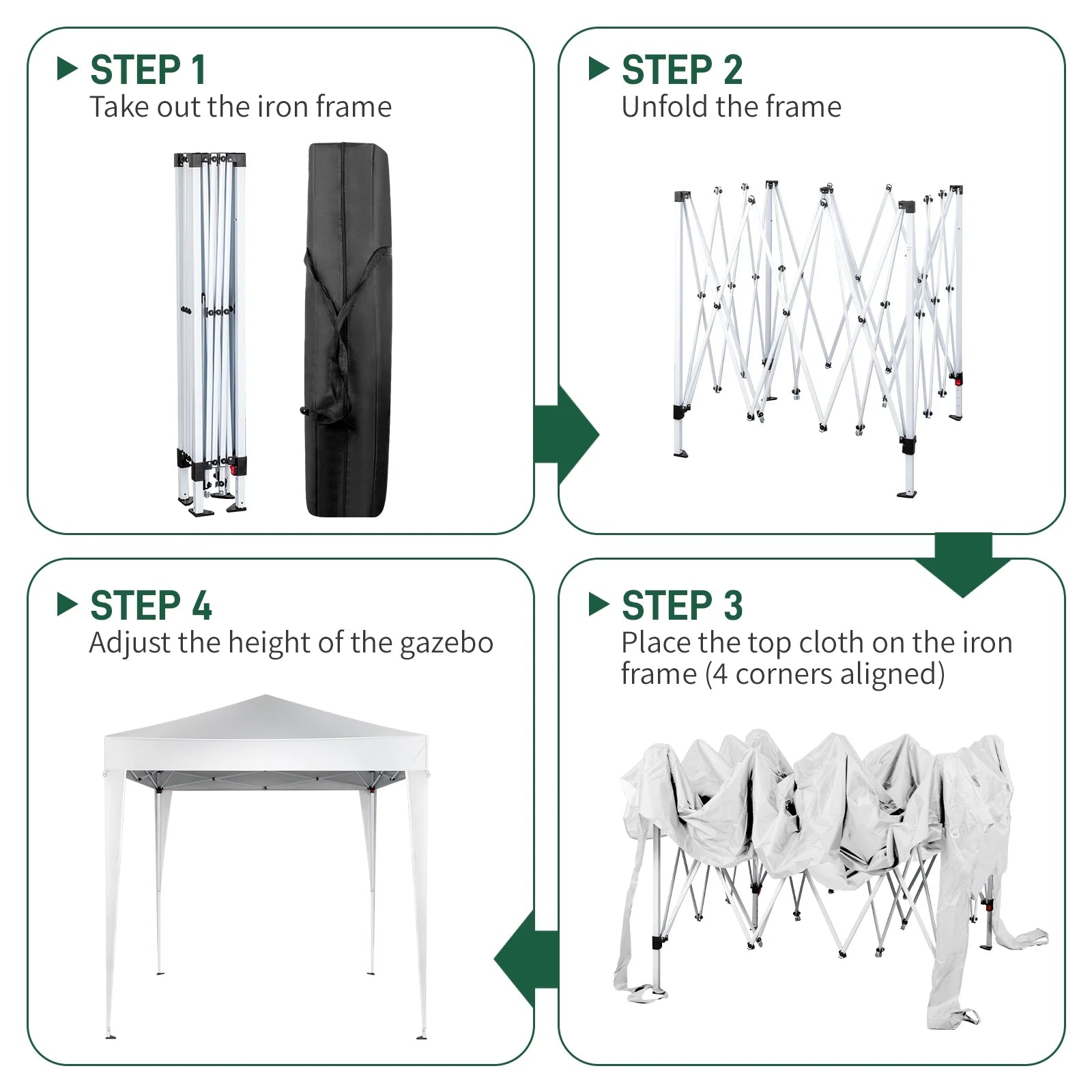 Outdoor Canopy Tent Pop Up with 4 Sidewalls 6.5x6.5 ft, Patio Portable Canopies Shelter Heavy Duty Straight Legs with Roller Bag, 8 Stakes, 4 Ropes, White