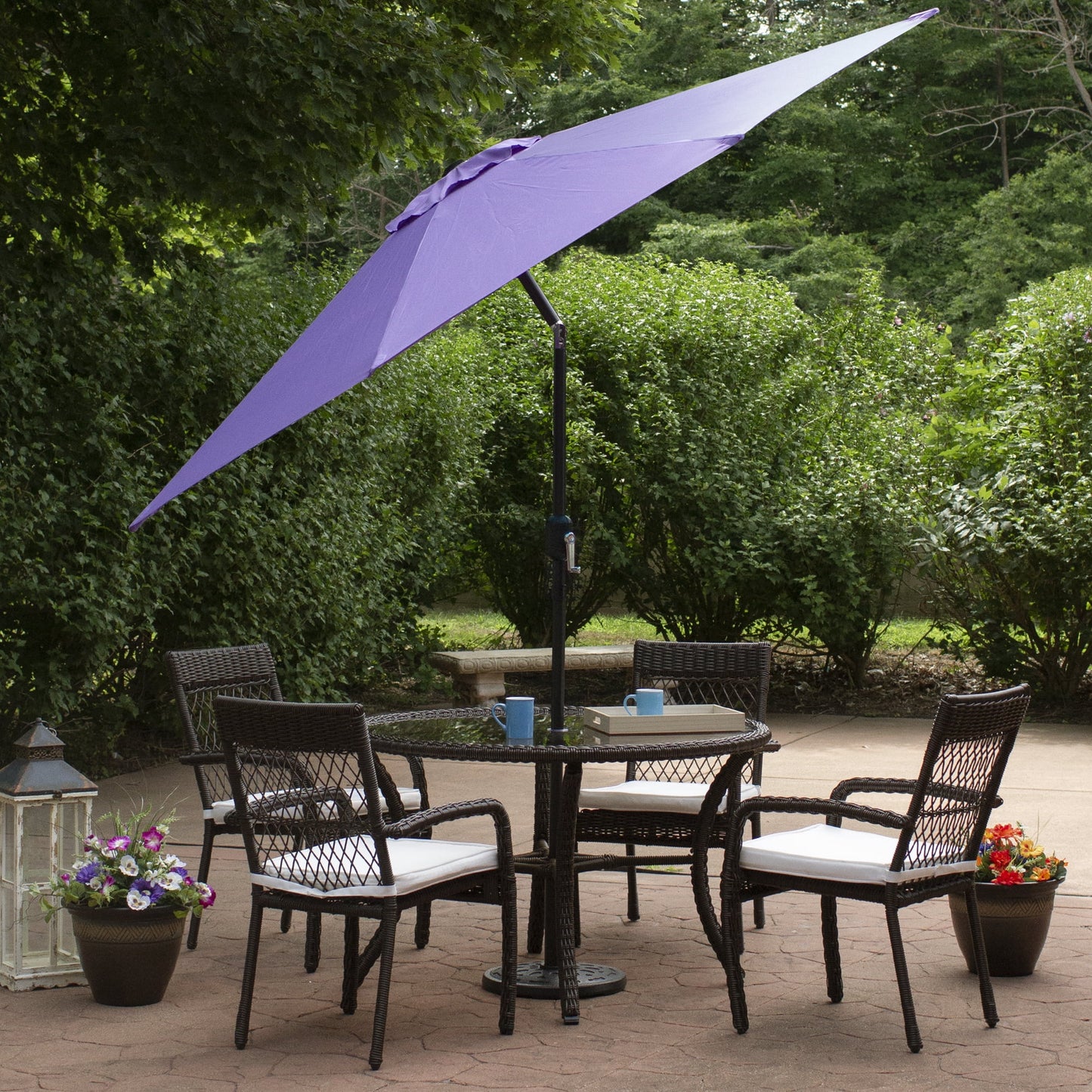 Northlight 9ft Outdoor Patio Market Umbrella with Hand Crank and Tilt, Purple