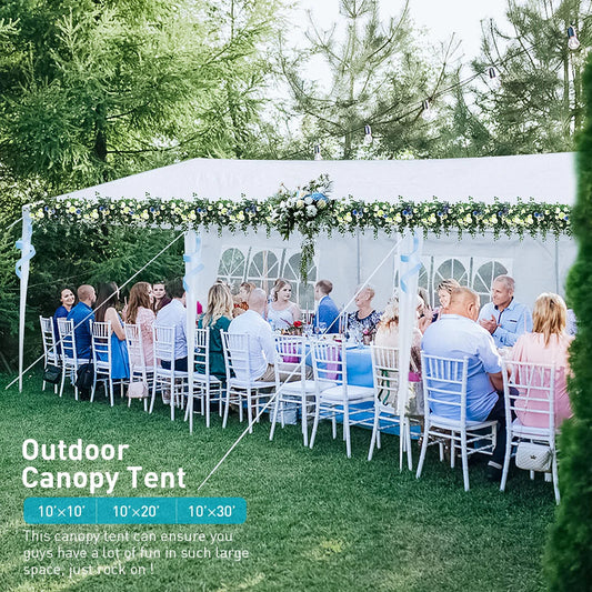 10'x30' Heavy Duty Outside Party Tent, Waterproof Event Tent for Beach Wedding Camping, Durable Outdoor Event Tent for Patio Garden BBQ Shelter, White