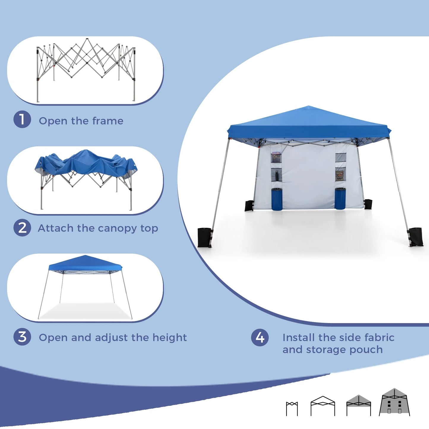 MAISON ARTS 12x12' Canopy with One Sidewalls UV Block Sun Shade Canopy Gazebo for Patio Outdoor 8x8FT (with side wall) 8X8FT
