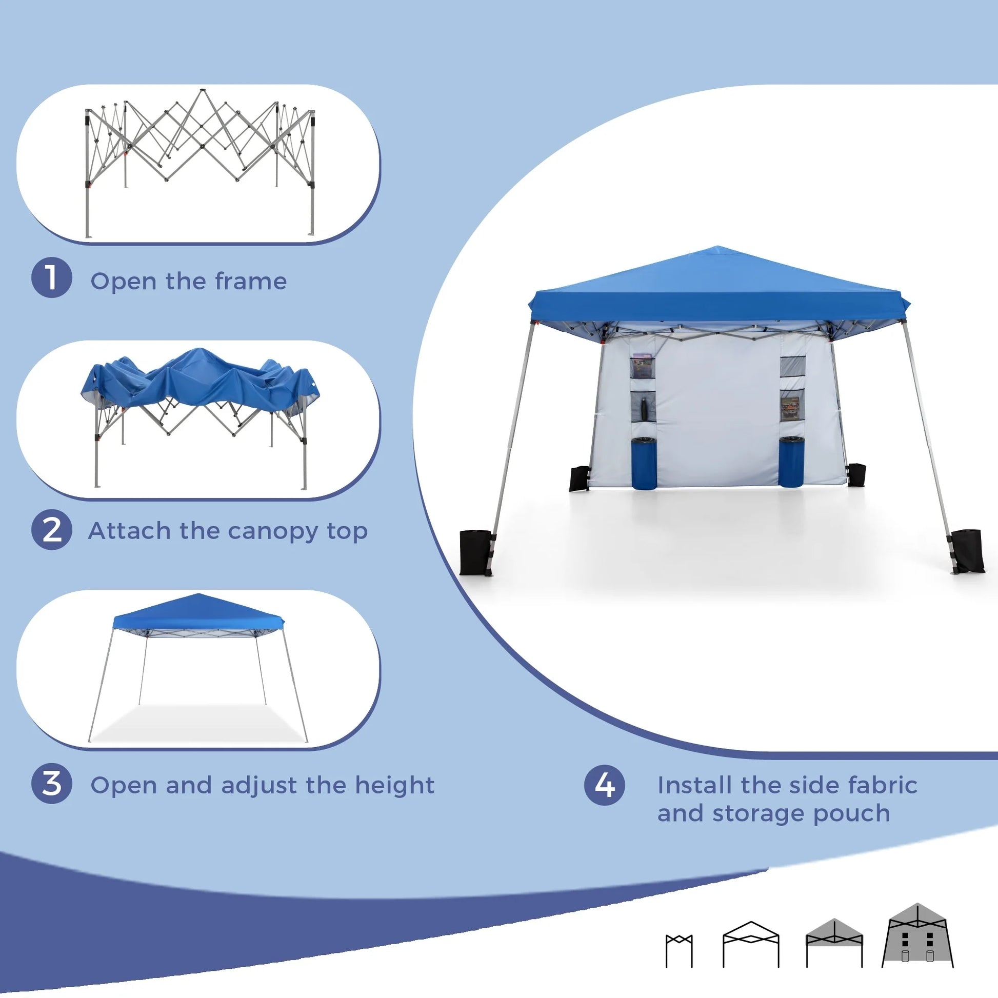 MAISON ARTS 12x12' Canopy with One Sidewalls UV Block Sun Shade Canopy Gazebo for Patio Outdoor 8x8FT (with side wall) 8X8FT