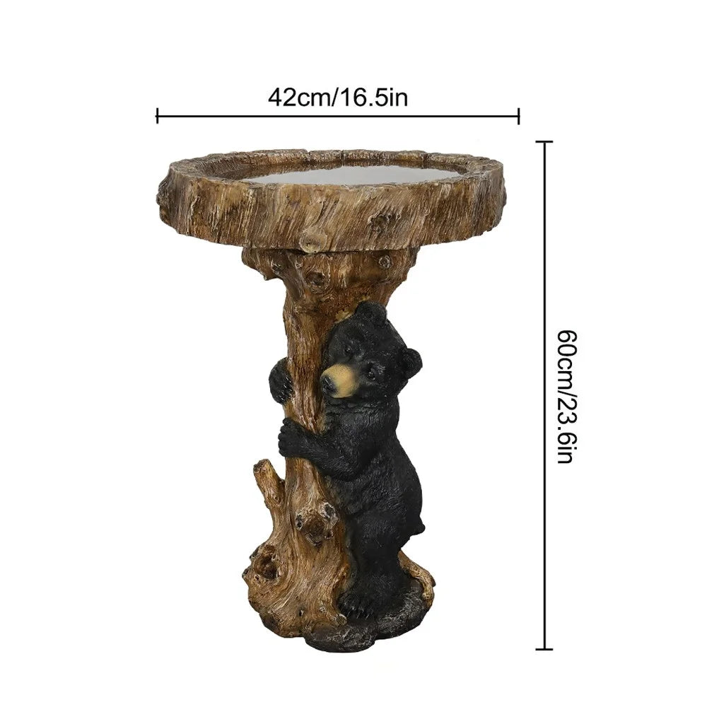 23.6?Tall Resin Outdoor Bird Baths for Garden - Outdoor Standing Birdbath with Bear Statue, Pedestal Birdbaths for Outdoors, Garden, Patio, Lawn, Backyard