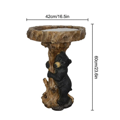 23.6?Tall Resin Outdoor Bird Baths for Garden - Outdoor Standing Birdbath with Bear Statue, Pedestal Birdbaths for Outdoors, Garden, Patio, Lawn, Backyard