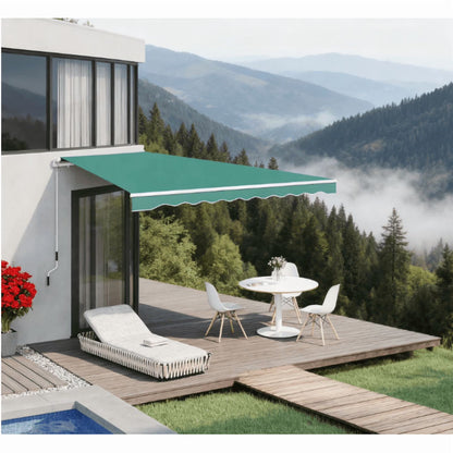 Retractable Awning, Patio Awnings, Sunshade Shelter w/Manual Crank Handle On-Site