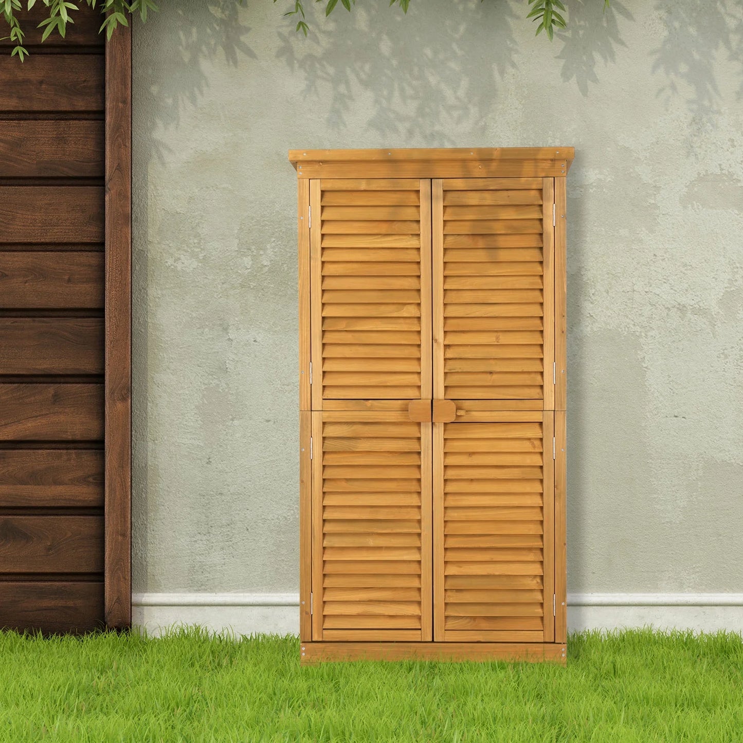 Winado 63'' Garden Shed Tool Storage Cabinet Outdoor Shed w/Asphalt Roof for Patio Backyard