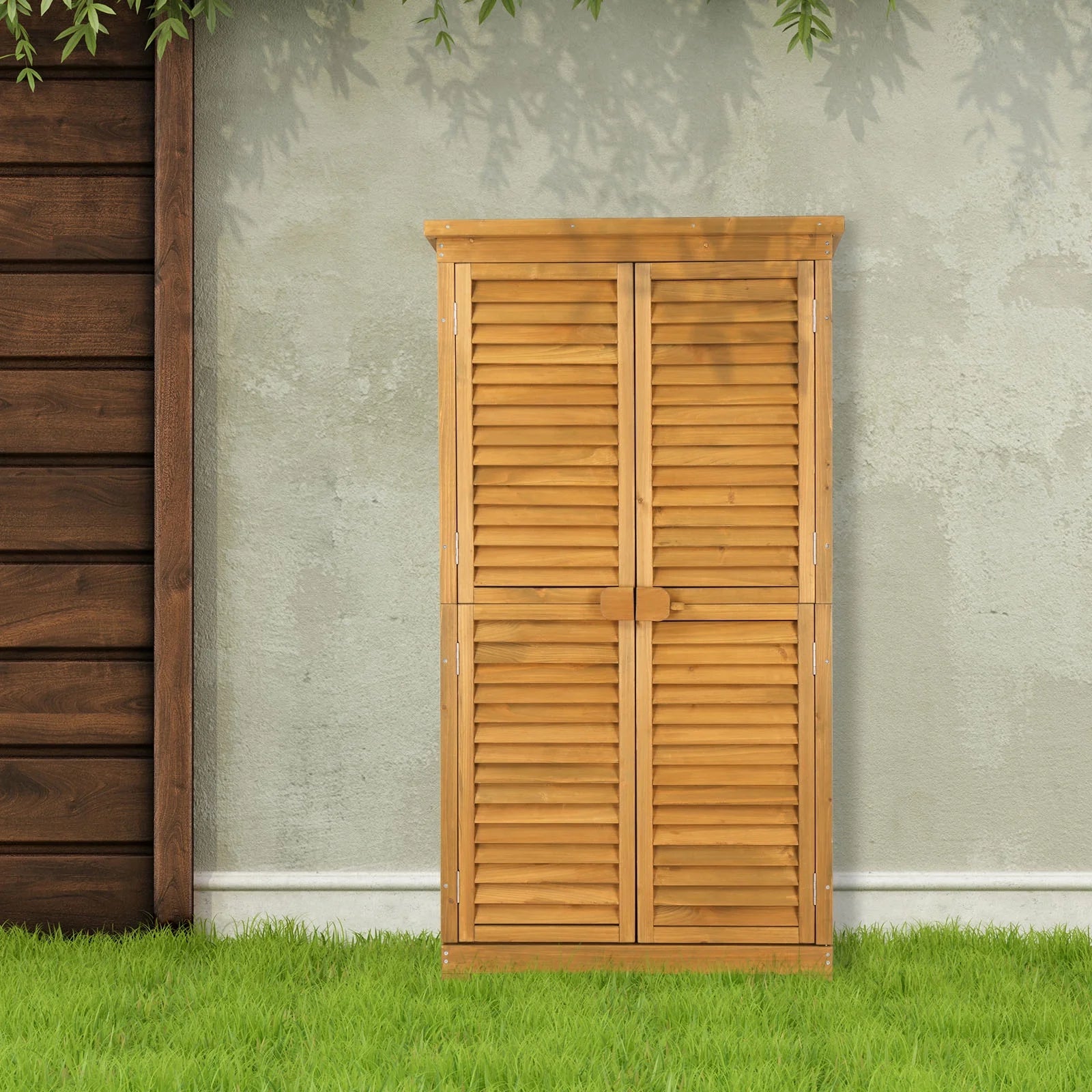 Winado 63'' Garden Shed Tool Storage Cabinet Outdoor Shed w/Asphalt Roof for Patio Backyard
