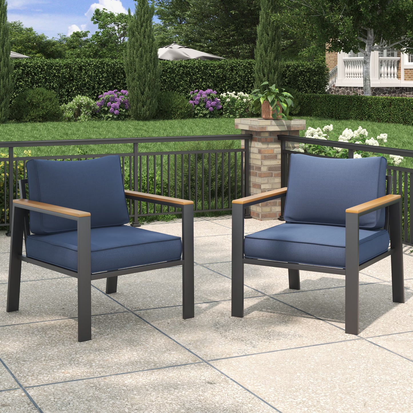 ELPOSUN Patio Furniture Sofa,All-Weather Outdoor Sofa,Outdoor Loveseat Sofa Couch,Weather Resistant Wicker Loveseat with Deep Seat Cushion (ONLY Patio Loveseat Sofa)