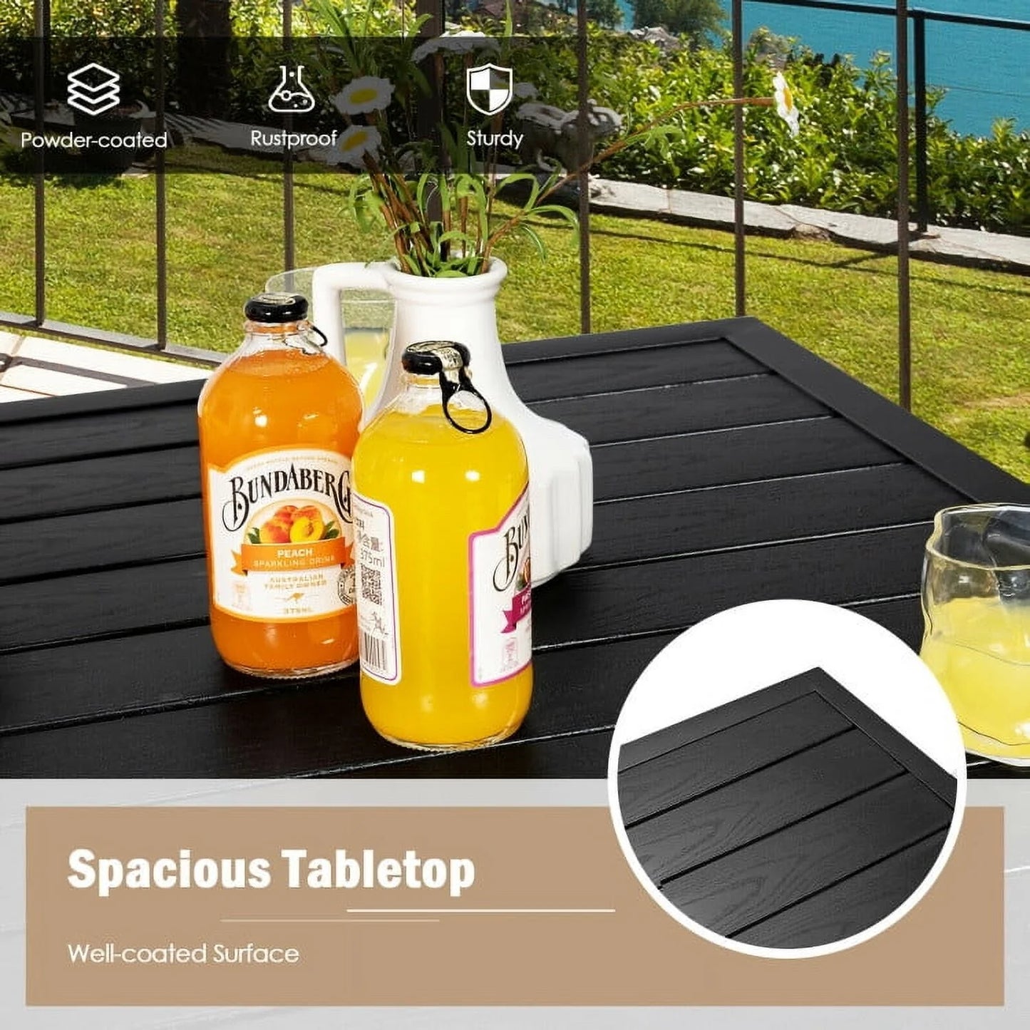 Aimee Lii 32 Inches Outdoor Steel Square Bar Table with Powder-Coated Tabletop, Outdoor Patio Furniture