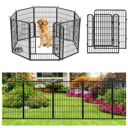 Jhsomdr Decorative Garden Fence 10 Panels Animal Barrier Fence 40" Height Metal No Dig Fence for Yard Patio