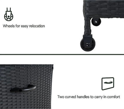Grand Patio Outdoor 170 Gallon Deck Box Outdoor Large Wicker Storage Box, 52.45lb, 27.25''W, Black