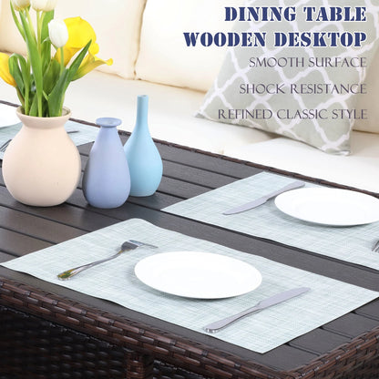 Superjoe 7 Pcs Outdoor Wicker Dining Set Patio Sectional Conversation Set with Table,Steel Frame,Ivory